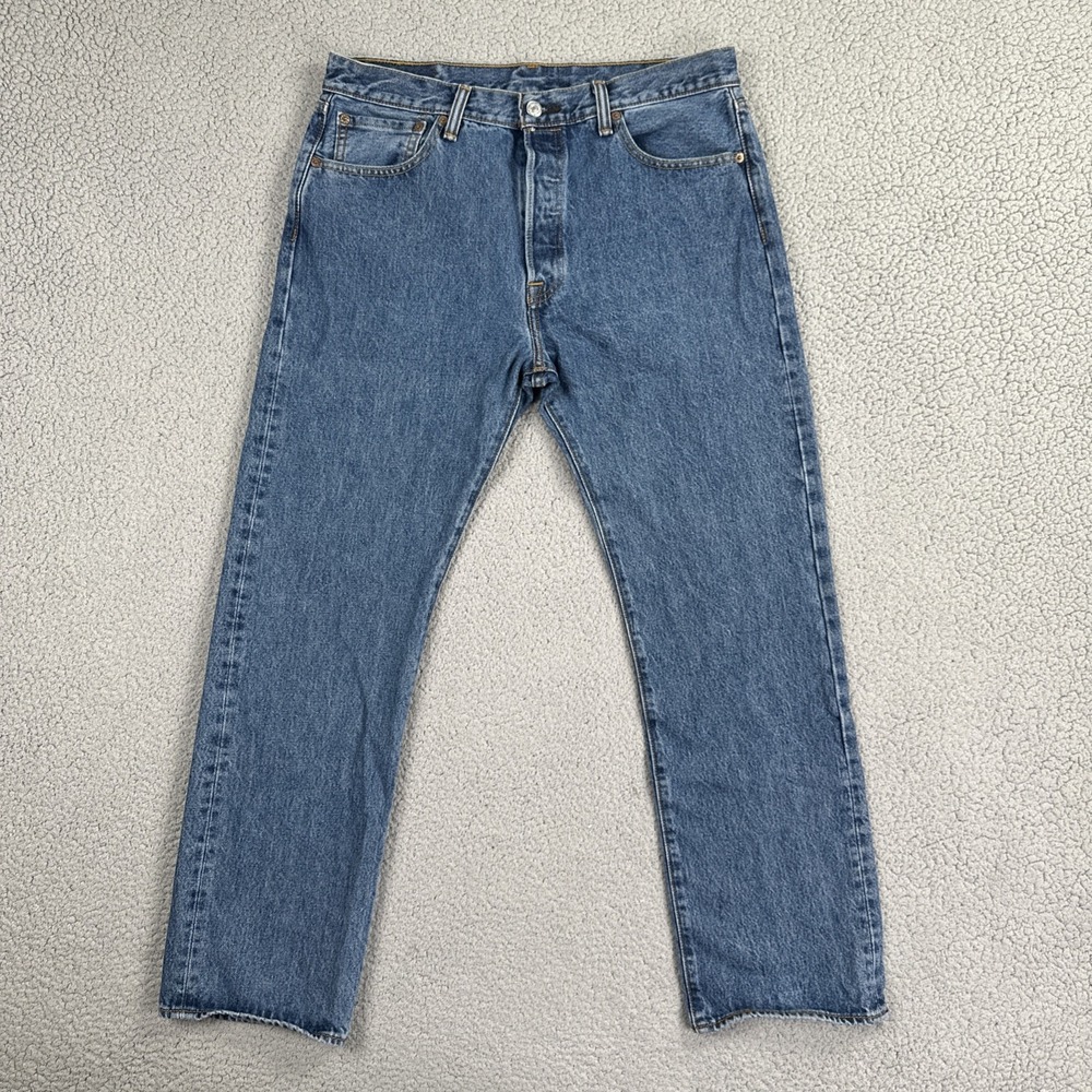 Levi's 501 Button Fly Jeans Men 34x30 Blue Straight Cowboy Preppy Western